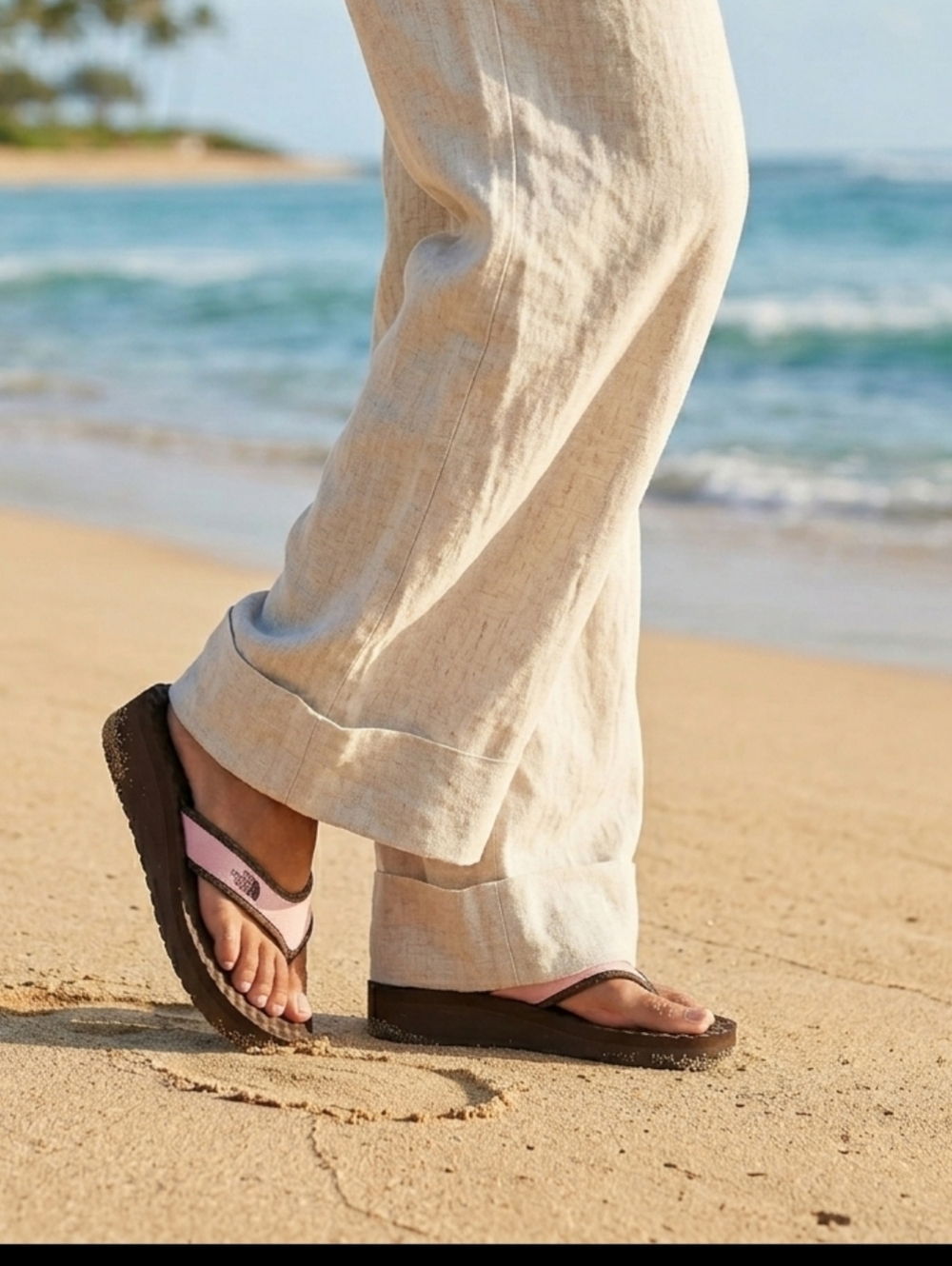 The North Face Base Camp Wedge Flip Flops In Brown And  Pink